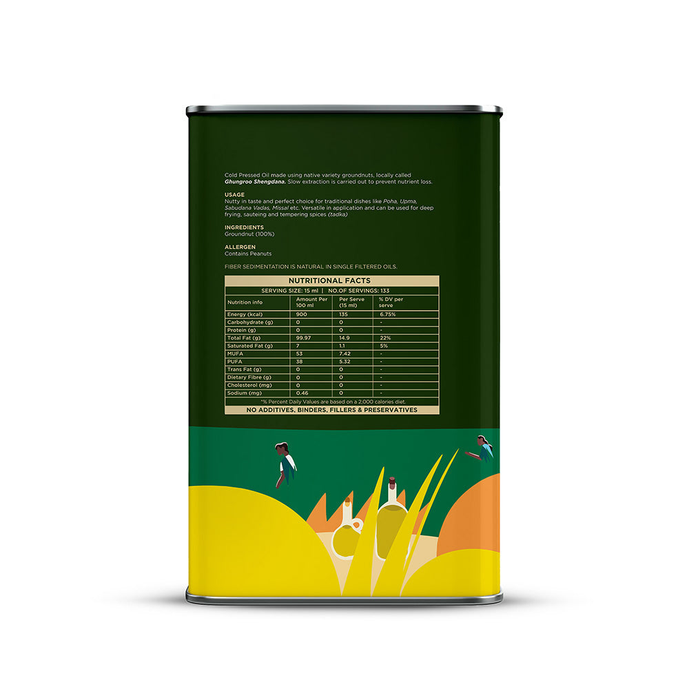 Groundnut Oil, Cold-Pressed, Single-filtered