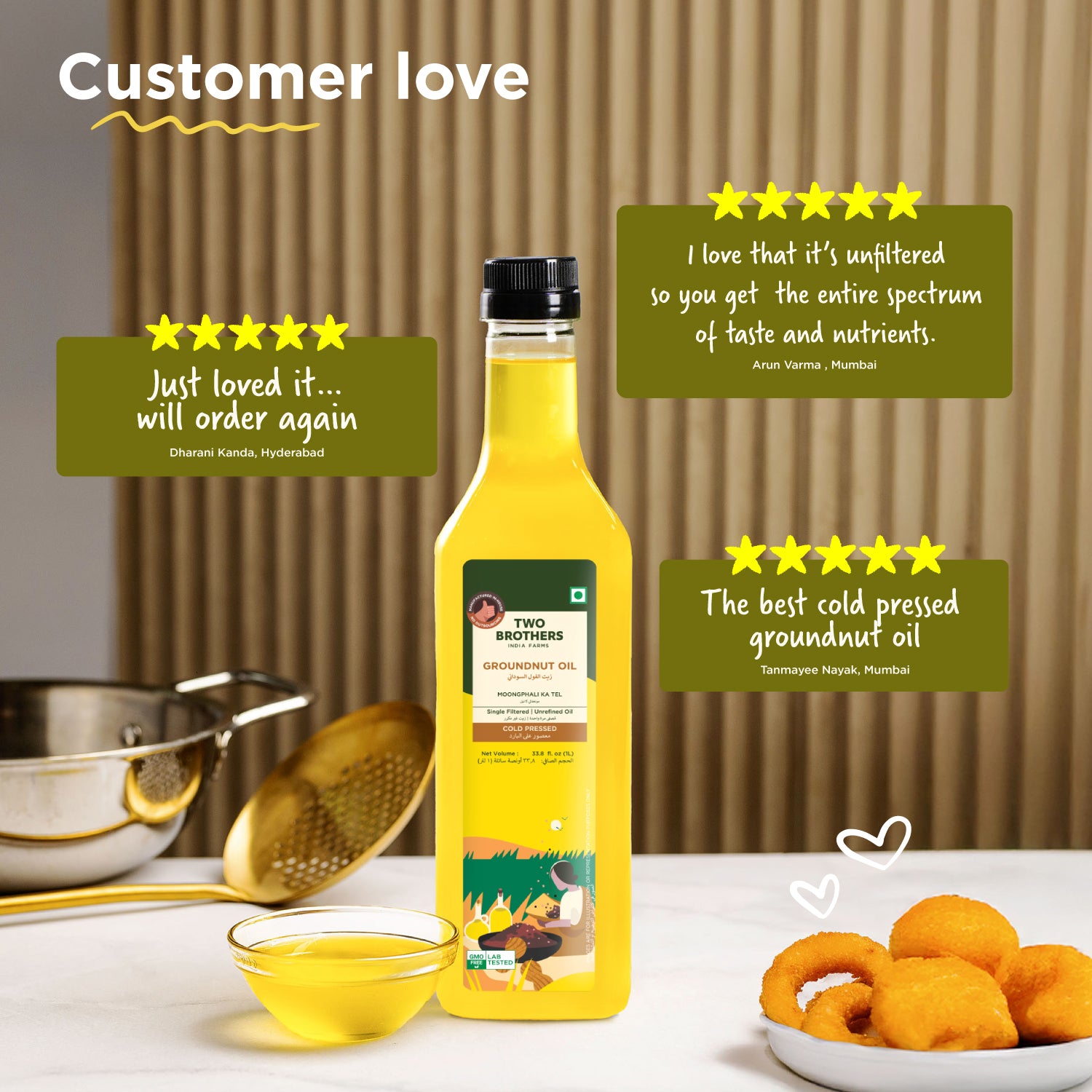 Groundnut Oil, Cold-Pressed, Single-filtered