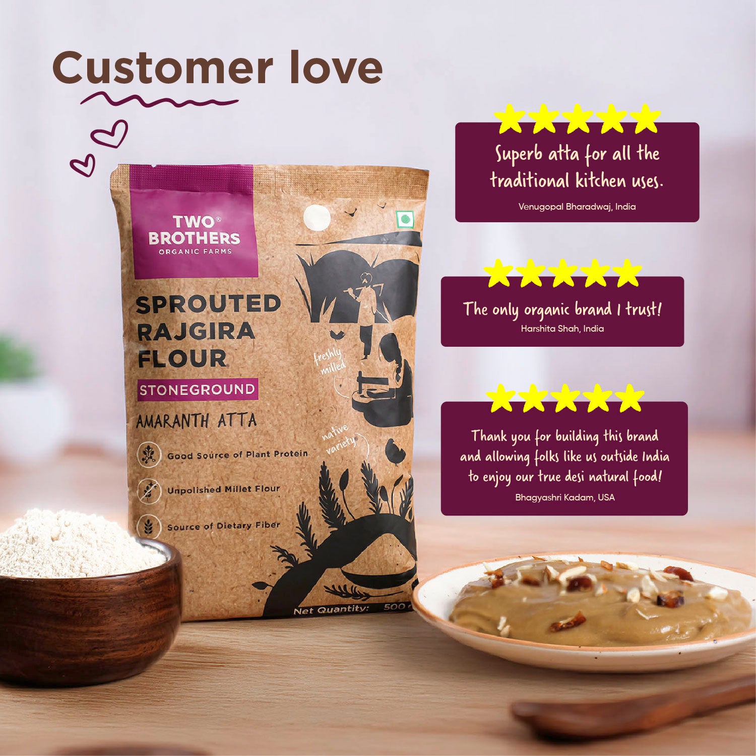 Sprouted Rajgira Atta (Sprouted Flour), 500 gms