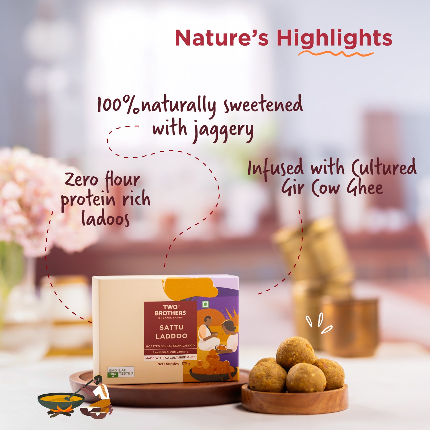 Sattu and Jaggery Laddoo, No Sugar