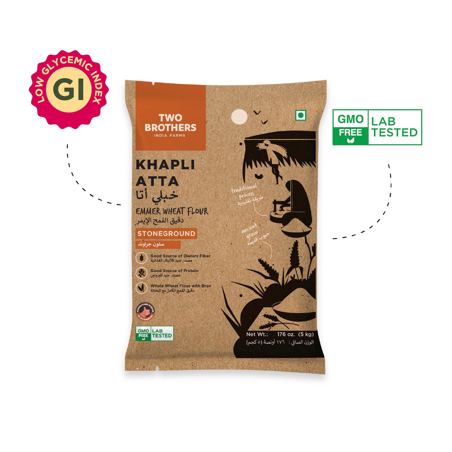 Khapli Wheat Atta (Emmer Wheat Flour) Atta Stone Ground