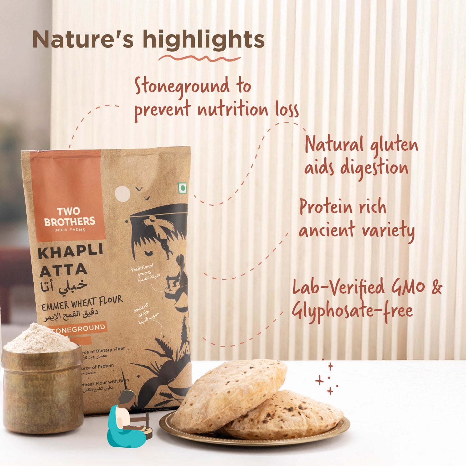 Khapli Wheat Atta (Emmer Wheat Flour) Atta Stone Ground